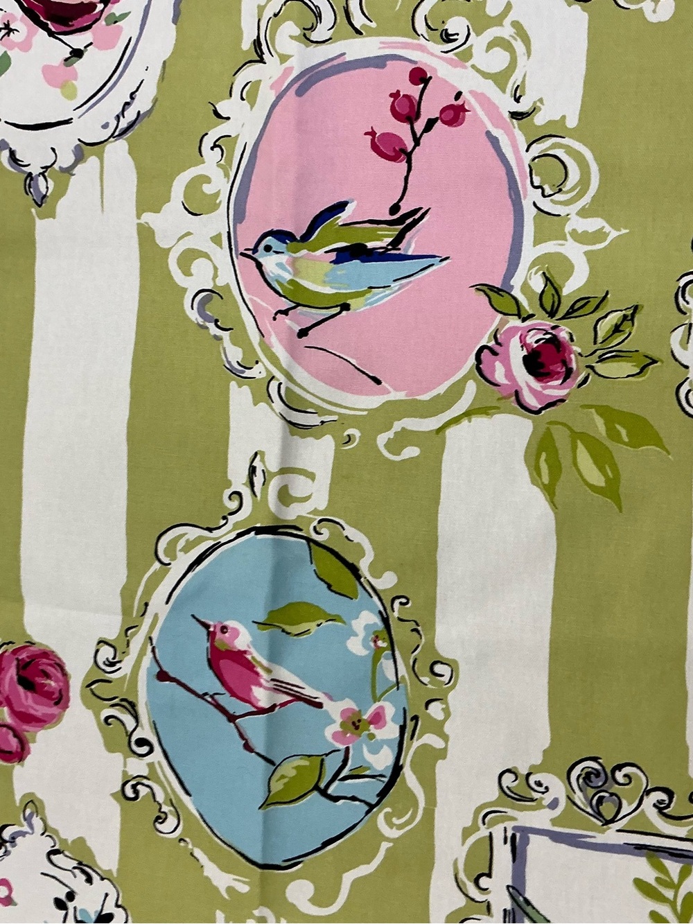 GreenShabby Chic French Country Songbird Floral Cameo Window Curtain Set 4 - Picture 6 of 7